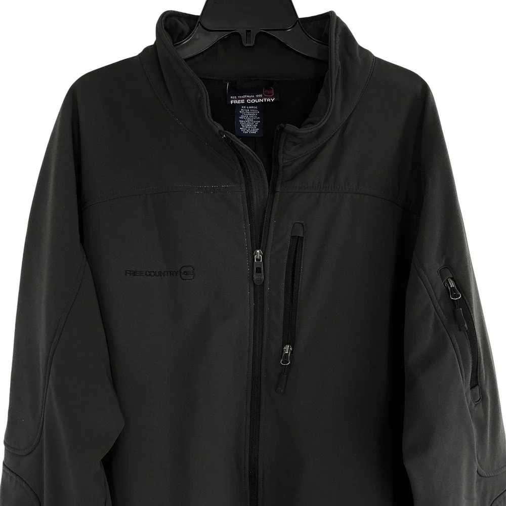 Free Country‎ Men's 2XL Black Softshell Jacket Full Zip Water Resistant Outdoor